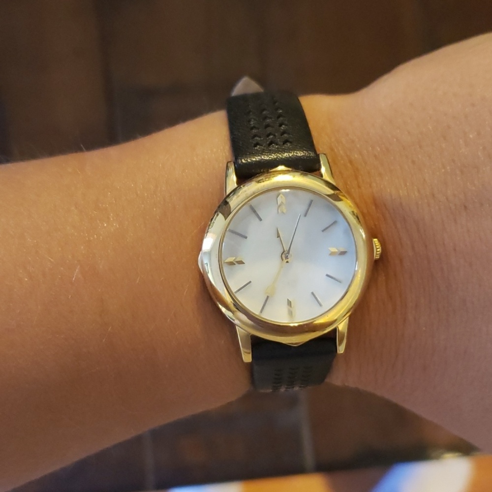 Black leather watch